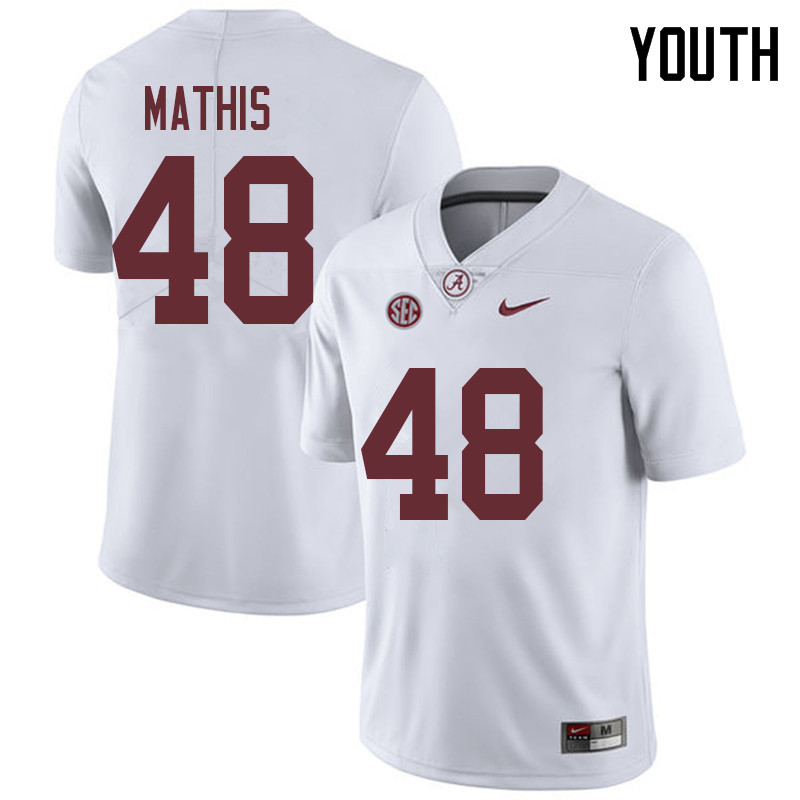 Alabama Crimson Tide Youth Phidarian Mathis #48 White NCAA Nike Authentic Stitched 2018 College Football Jersey QN16W60RK